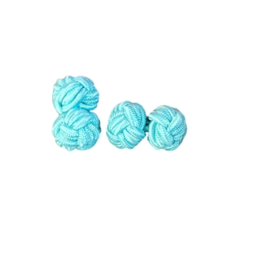 Aqua Teal Ocean blue silk knot cufflinks